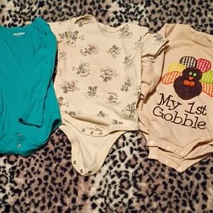 Disney Teal, Cream, and Tan Bodysuit Trio